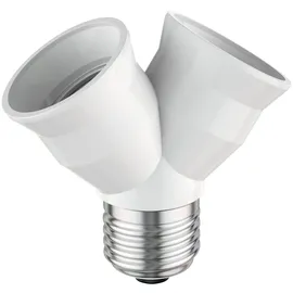 ledscom.de E27 Sockel, 2-fach Splitter-Adapter, weiß