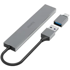 Hama USB-Hub 4 Ports grau