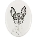 Toy Fox Terrier, American Toy Terrier, Amertoy - Gedenktafel mit einem Foto eines Hundes, Grabplatte mit Druck, personalisierte ovale Platte der Ma...
