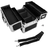 anndora Kosmetikkoffer Multikoffer Sortimentskoffer (schwarz), variable Fächerunterteilung - abschließbar mit 2 Schlössern schwarz|silberfarben