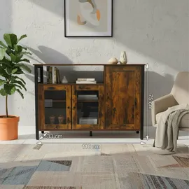Relaxdays Küchenbuffet mit Glastüren 75 x 110 x 33 cm Schwarz