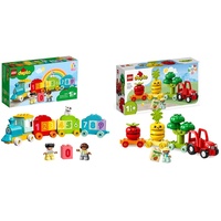LEGO 10954 DUPLO Zahlenzug - Zählen Lernen, Zug Spielzeug & 10982 DUPLO My First Obst- und Gemüse-Traktor
