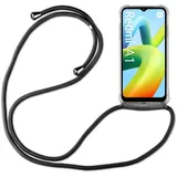 Handykette für Xiaomi Redmi A1 Handyhülle mit Band Hülle mit Kordel Handy Tasche Schwarz - Schwarz