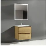 Alpenberger Badmöbel Set Waschbecken mit Unterschrank | Gäste WC Waschtisch mit LED Badspiegel | Badezimmermöbel 60 cm Breit Waschbeckenunterschrank