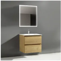 Alpenberger Badmöbel Set Waschbecken mit Unterschrank | Gäste WC Waschtisch mit LED Badspiegel | Badezimmermöbel 60 cm Breit Waschbeckenunterschrank