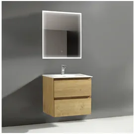 Alpenberger Badmöbel Set Waschbecken mit Unterschrank | Gäste WC Waschtisch mit LED Badspiegel | Badezimmermöbel 60 cm Breit Waschbeckenunterschrank