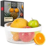 Moritz & Moritz Obstschale Weiss Metall 25cm - Obstkorb Weiss Modern – Korb für Geschenke, Früchte, Gemüse und Brot