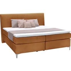 Boxspringbett ALINA "Pamir", braun (ocker dfn, dfh 65), B:174cm L:215cm, Samtstoff DFN (100% Polyester), Samtstoff DFH (100% Polyester), Komplettbetten, Boxspringbett, inklusive Matratze und Topper, in diversen Ausführungen