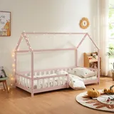 Hausbett ‘Hesel’ für Kinder mit Rausfallschutz Lattenrost 90 x 200 cm Ro...