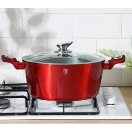 Berlinger Haus Metallic Line Topf-Set 14-tlg. 4 x Kochtopf + 2 x Bratpfanne + 3 x Küchenutensilien + 2 x Untersetzer + 3 x Kunstoffdeckel burgundy