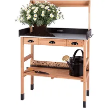 wondermake® Pflanztisch groß Kirschbaum Holz mit Schubladen wetterfest