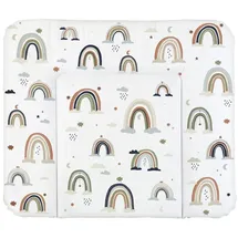 Rotho Babydesign Wickelauflage Breit (85 x 72 cm) - wickelauflage - wickeltischauflage - abwaschbar - wickelmatte - wasserdicht - Motiv Boho Rainbow