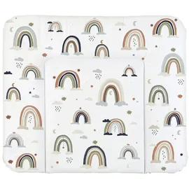 Rotho Babydesign Wickelauflage Breit (85 x 72 cm) - wickelauflage - wickeltischauflage - abwaschbar - wickelmatte - wasserdicht - Motiv Boho Rainbow