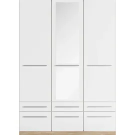 Priess Kleiderschrank PRIESS "Schrank Garderobe Wäscheschrank Barcelona in 5 Breiten", weiß (struktureichefarben hell, weiß), B:140cm H:193cm T:54cm, Holzwerkstoff, Schränke, Kleiderschrank, viel Stauraum, geräumige Schubkästen, mit Spiegel, MADE IN GERMANY