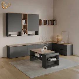 livinity® Wohnwand, Piave Anthrazit, 2 Teile
