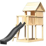 Karibu Spielhaus Frieda mit Rutsche Natur-Anthrazit