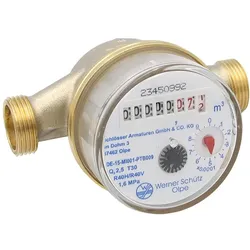 Wasserzähler Wasseruhr geeignet für 1/2 Zoll Rohre 110mm kalt 2024 geeicht