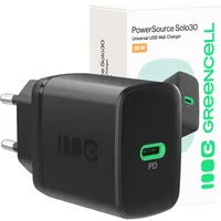 Green Cell Greencell PowerSource Solo30 Schwarz 30W USB-C Power Delivery Ladegerät Kompaktes Schnellladegerät mit USB-C für iPhone 16, iPad Pro Compatible with iPhone 16/15/15 Plus/iPhone iPad