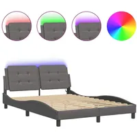 VidaXL Bettgestell mit LED Grau 120x200 cm Kunstleder