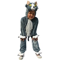 Karneval-Klamotten Katze Kostüm Kinder Tom Plüsch Katzen-Overall mit Kopf Mütze Junge-n Mädchen Tier Kinderkostüm