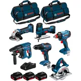 Bosch Kit 18V BK601BAG (GDX 18V-180 + GSR 18V-55 + GKS 18V-LI + GST 18V-LI S + GBH 18V-21 + GWS 18-125V-LI + 3 x 4,0Ah + GAL18V-40 + 2 Taschen)