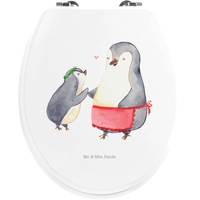 Mr. & Mrs. Panda Motiv WC Sitz Pinguin mit Kind - Weiß - Geschenk, Mama, Mom, Mutti, Bruder, Toilettendeckel, WC-Sitz, Geburststag, Tochter, Liebl...