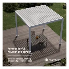 Blumfeldt LuminaHaven Pavillon 3x3 m verzinktes Lamellen-Stahldach schützt vor Sonne, Regen und Wind Weiß