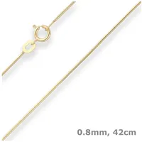 Schmuck Krone Goldkette 0,8mm Schlangenkette aus 585 Gelbgold 42cm, Gold 585 goldfarben