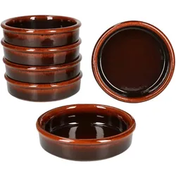 6x Escuro Cazuela Ø12cm 200ml Ton-Schale dunkelbraun Tapas Antipasti mediterran