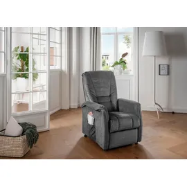Livetastic Relaxsessel Harry Velours 77 x 107 x 88 cm Dunkelgrau mit Relaxfunktion