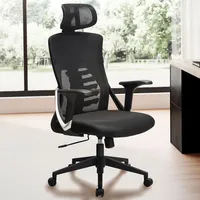 FineBuy Bürostuhl FineBuy Schreibtischstuhl Mesh Schwarz Drehstuhl Ergonomisch 120