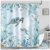 luxuskollektion Duschvorhang Meeresschildkröte Blauer Ozean 180 x 200 cm