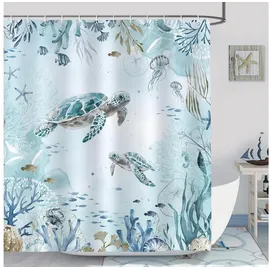 luxuskollektion Duschvorhang Meeresschildkröte Blauer Ozean 180 x 200 cm