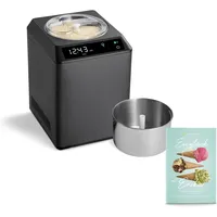 Springlane Eismaschine & Joghurtbereiter Erika 2,5 L mit selbstkühlendem Kompressor 250 W, Edelstahl, inkl. Rezeptheft + Zusatzbehälter Edelstahl