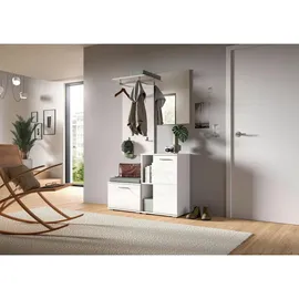 VCM Schuhkommode Prego weiß Hochglanz Kunststoff, 3 Fächer, 55x79x37 cm