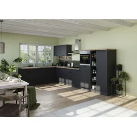 kochstation Winkelküche L-Form 240 cm grau