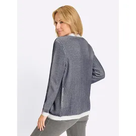 Sieh an! Strickjacke in Dunkelblau-Ecru-gemustert 52