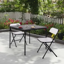 Outdoortisch, klappbar, 2 Stühle, faltbar, Stühle 110 kg belastbar, leicht &  flexibel, Garten, Outdoor & Events, Weiß/Schwarz - Raburg Jonas