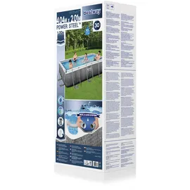 BESTWAY Power Steel Frame Pool Set 404 x 201 x 100 cm inkl. Filterpumpe grau Rattanoptik