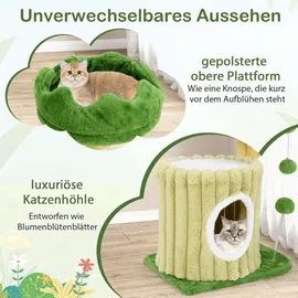 Costway Kratzbaum Klein mit Plattform 2 Bälle grün