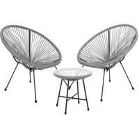Svita BALI Balkon-Möbel 3-tlg. Polyrattan Lounge-Set Balkon-Set Grau