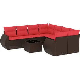 vidaXL Gartensofa-Set 9-tlg. braun Polyrattan
