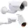 O&W Security Überwachungskamera Attrappe – Dummy CCTV Kamera mit Objektiv, Blink-LED & Bewegungssensor, wettergeschütztes Gehäuse mit Regendach, schwenkbar, Wand/Decke, 2xAAA