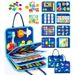 POPOLIC Lernspielzeug Busy Board für Kinder - Activity Board Montessori Spielzeug (Motorik Lernspielzeug Kleinkind Sensorik Spielzeug Quiet Book), für 1 2 3 4 5 Jahre Junge und Mädchen blau