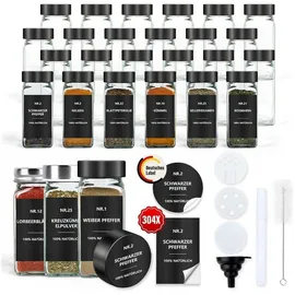 luxuskollektion Gewürzgläser Set 24er 120 ml Schwarz