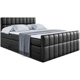 altdecor Boxspringbett mit Matratze, Topper, Polsterbett mit, Bettkasten MIAMI-Z KING - 180x200 - Schwarz Kunstleder