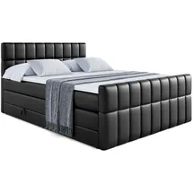 altdecor Boxspringbett mit Matratze, Topper, Polsterbett mit, Bettkasten MIAMI-Z KING - 180x200 - Schwarz Kunstleder