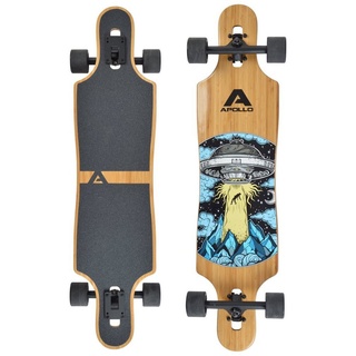 Apollo Twin Tip DT Fiberglas Longboards. Extrem leicht und stabil naturholzfarben|braun|SCHWARZ 38"