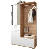 HBZ Kompaktgarderobe Entra 117 x 198 x 38 cm Weiß/Eiche