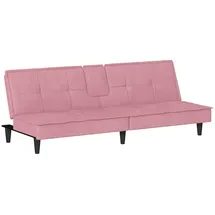 vidaXL Schlafsofa mit Getränkehaltern Rosa Samt